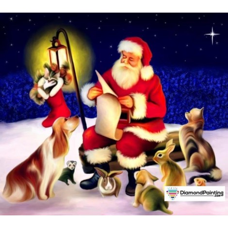 Santa Loves The Animals Christmas Diamond Painting Kit