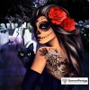 Skull Lady With Cat Diamond Painting Kit